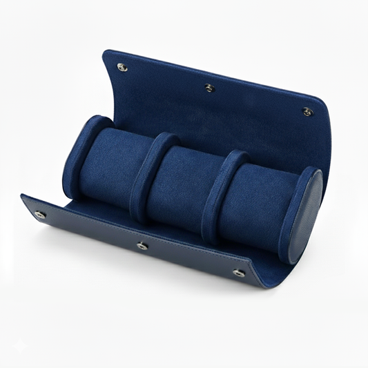 Premium Navy Blue Leather Case · 3 Slots - Pablo Raez